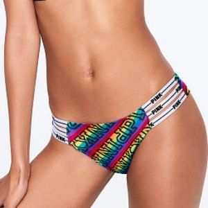 VS PINK Mini Logo Strappy Cheekster Panty L